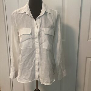 Aritzia Babaton Utility LinenShirt XS White
